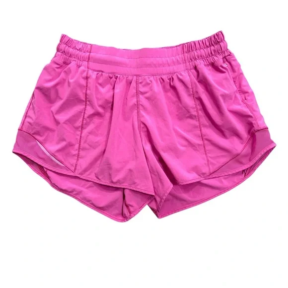 Lululemon Hotty Hot Short II Long 4" Lined Pink Highlight Size 8 Running Gym - Picture 1 of 7